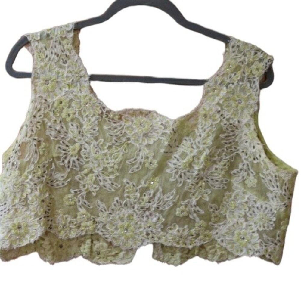 Vintage Yellow Floral Beaded Lace Bustier Top